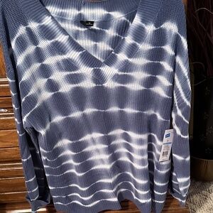 Blue white ladies pullover sweater